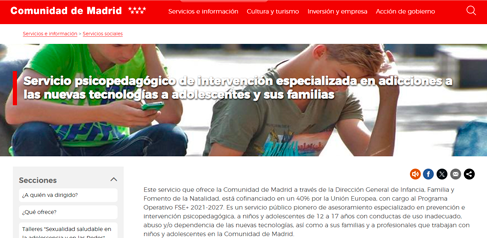 especializado en prevención e intervención para adolescentes de 12 a 17 años